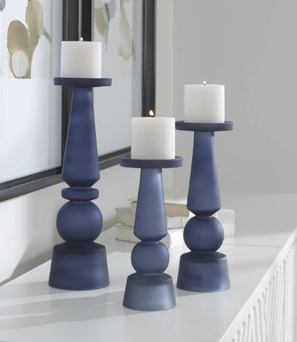 Cassiopeia Candleholders Midnight Blue S/3