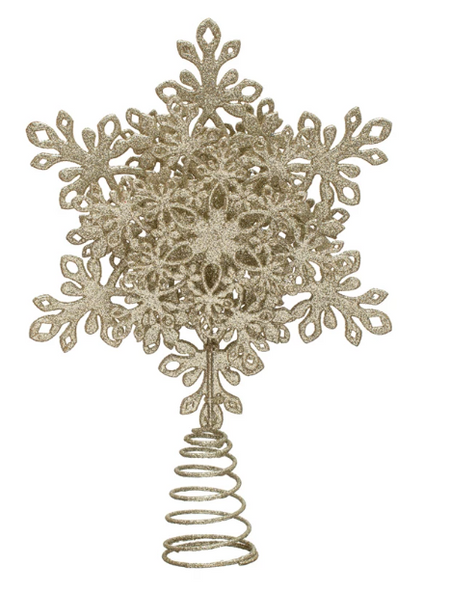 Ruffled Paper Cone Trees Glittered W/ Star (White/Gold)