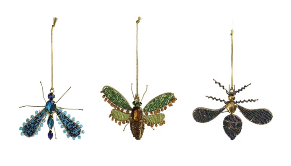 Glass Beaded Metal Insect Ornament