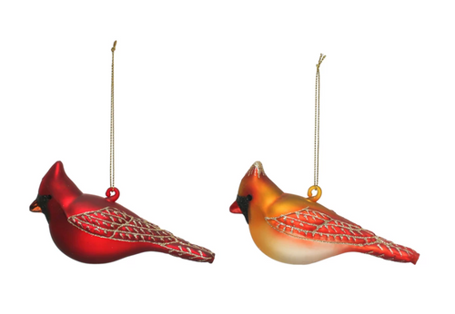 Hand-Painted Glass Cardinal Ornaments