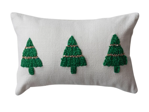 Christmas Tree Cotton Slub Lumbar Pillow