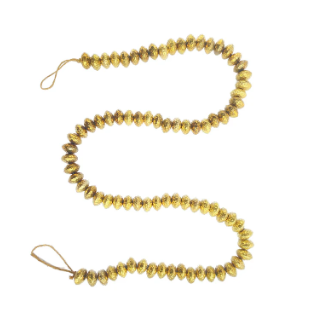 Ivory Wool Felt Ball & Gold Plastic Bead Garland