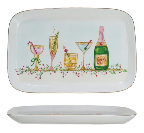 Cute Cocktails Stoneware Platter