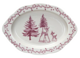 Stoneware Platter w/ Deer & Trees