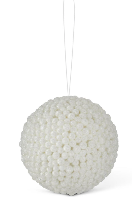 Icy White Berry Ball Ornament