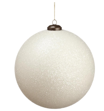 Glittered White Fur Ball Ornaments