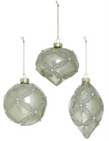 Bead & Gem Pattern Ornament - Platinum