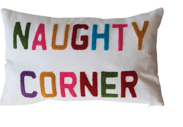 Cotton Printed Lumbar Pillow "Naughty Corner"