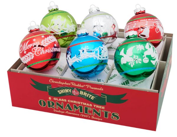 Shiny Brite - Holiday Splendor 6 Count 3.25" Signature Flocked Rounds