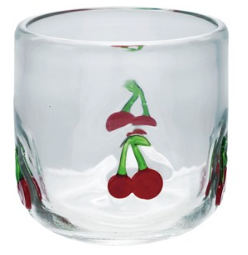 3" Drinking Glass w/ Embedded Cherries