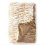 Cream & Tan Ribbed Faux Fur Throw Blanket